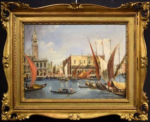 Venise, bassin de Saint-Marc - école italienne fin 18e siècle - Tableaux et dessins Style Louis XVI